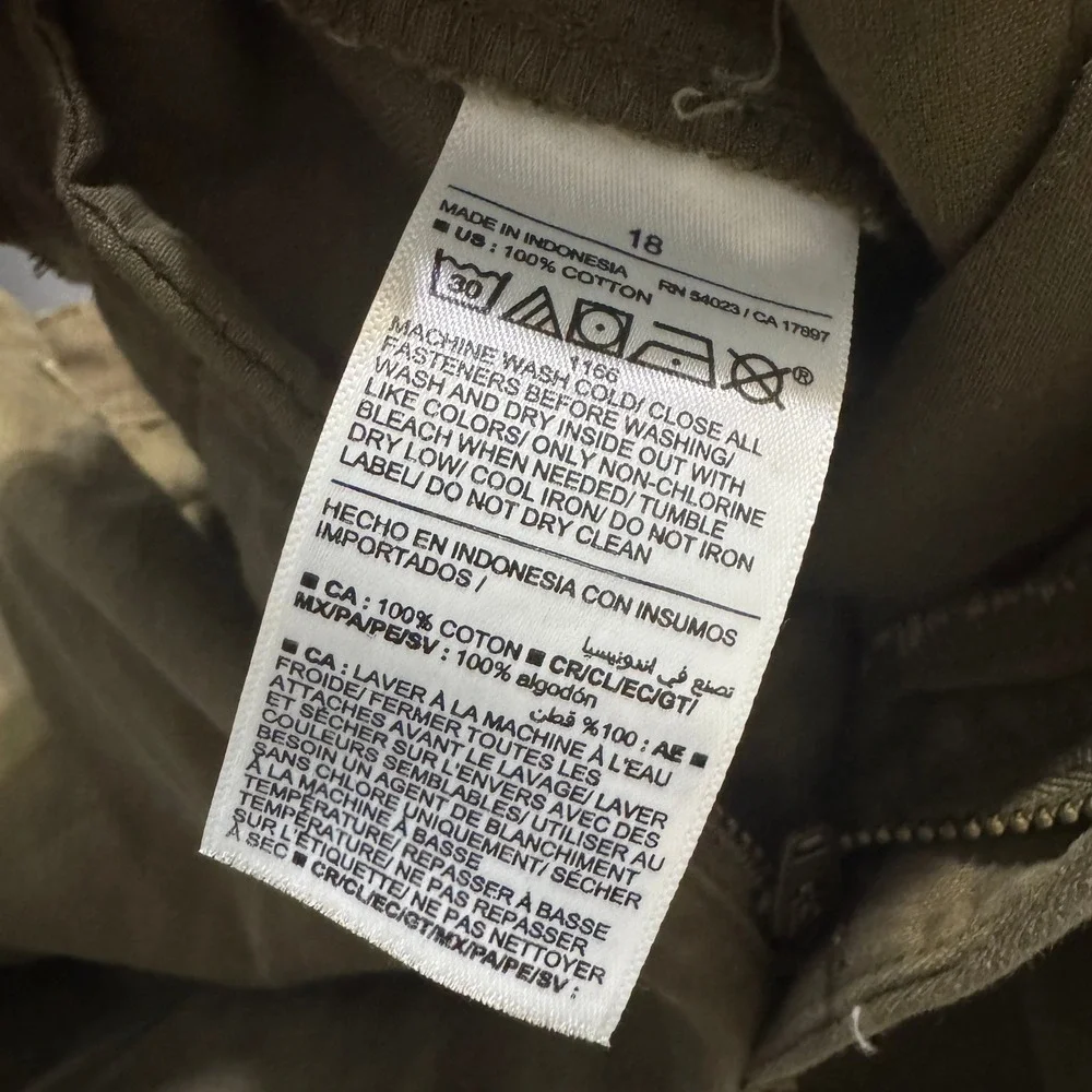 Old Navy Cargo Pants Jogger Style Boys Sz 18 Olive Green Casual Y2k Style School